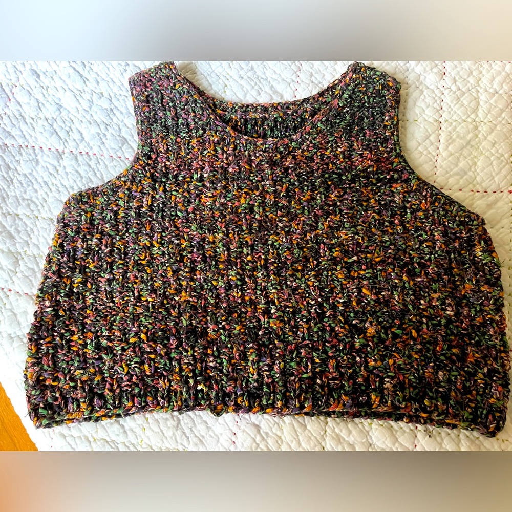 Hand Knit Multicolor Sweater Vest Size L/XL